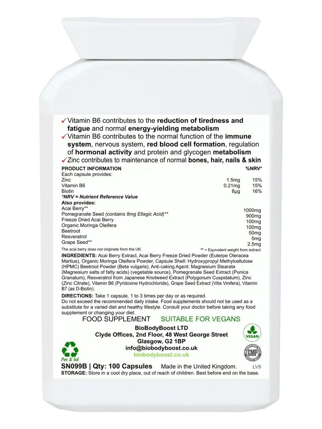 Acai Bio Complex – 60‑Caps Acai Berry Immunity & Energy Supplement