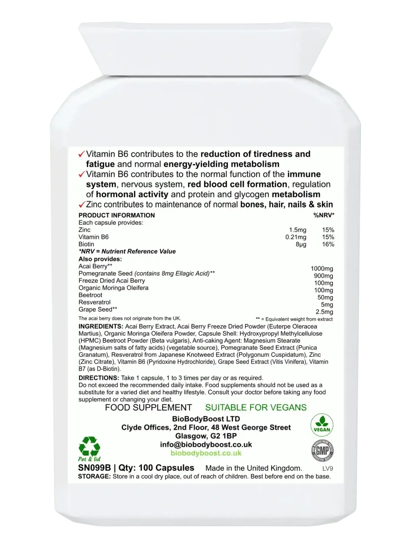 Acai Bio Complex – 60‑Caps Acai Berry Immunity & Energy Supplement