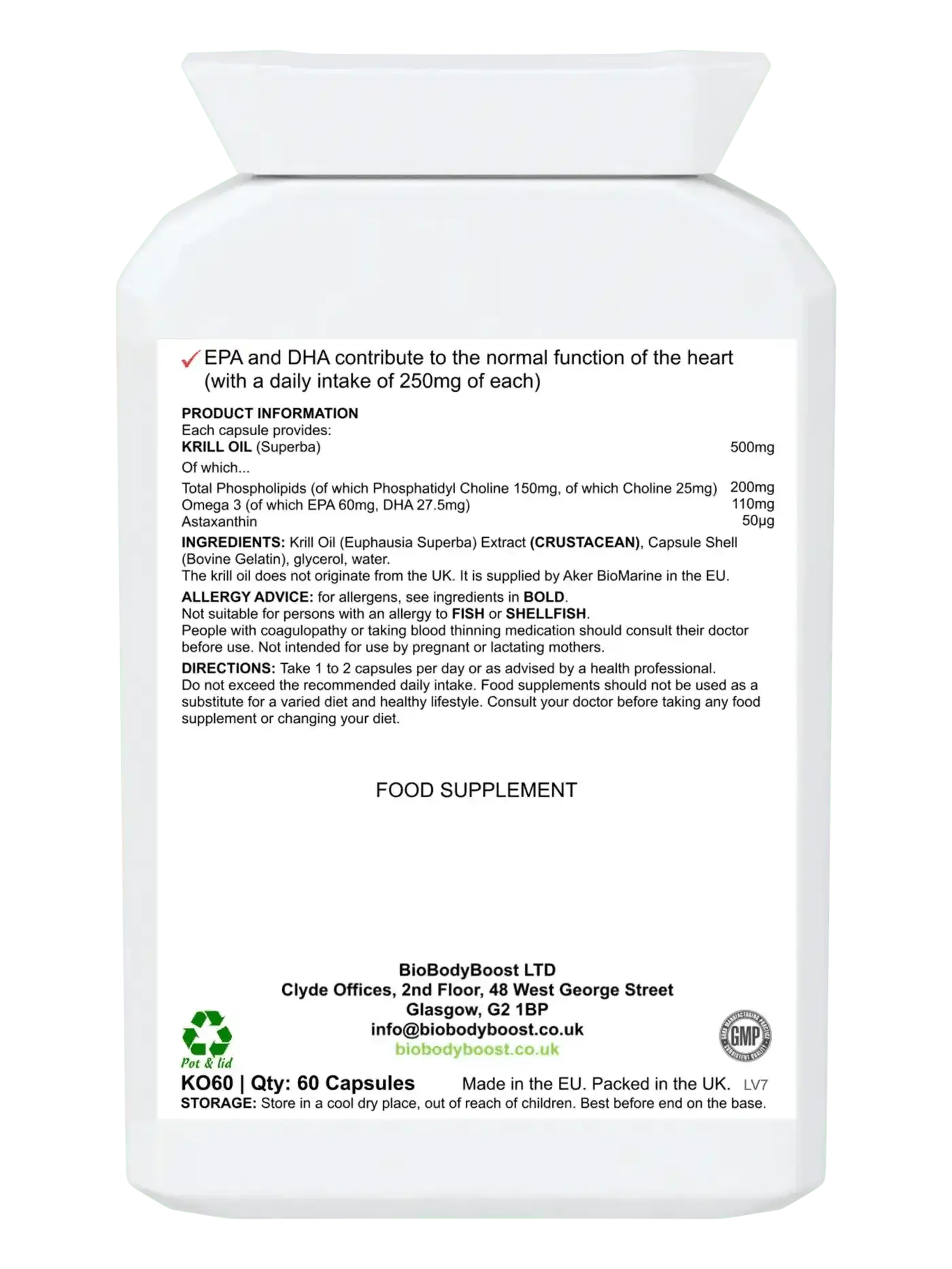 AstaxaKrill Antarctic Krill Oil 500mg - 60 Capsules